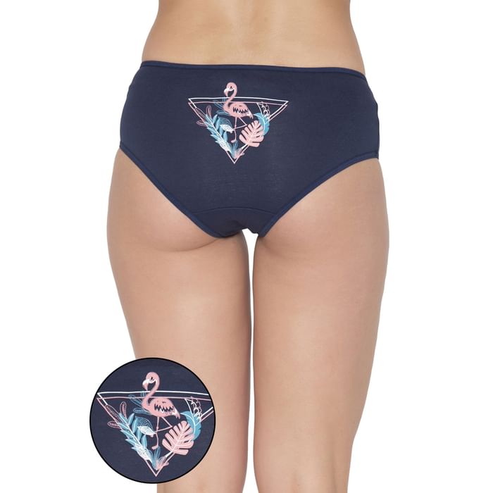 

Clovia Mid Waist Tropical Print Hipster Panty in Navy - Cotton - PN3310E08