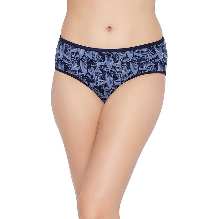 

Clovia Mid Waist Tropical Print Hipster Panty in Navy - Cotton - PN3464H08