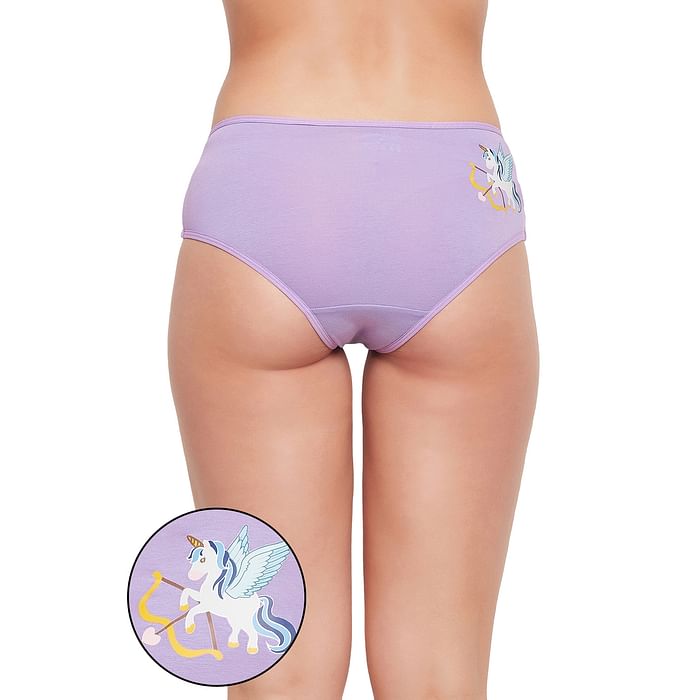 

Clovia Mid Waist Unicorn Print Hipster Panty in Lilac - Cotton - PN3297E12, Lavender