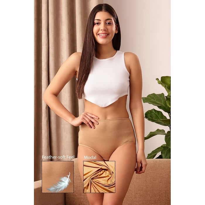 

Clovia Modal High Waist Hipster Panty In Nude - PN2580P24, Nude-colour