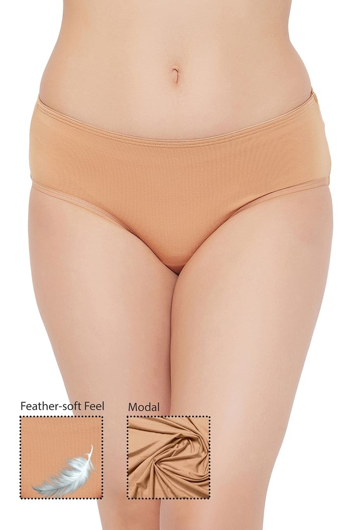Buy Mid Waist Hipster Panty in Nude Colour - Modal Online India