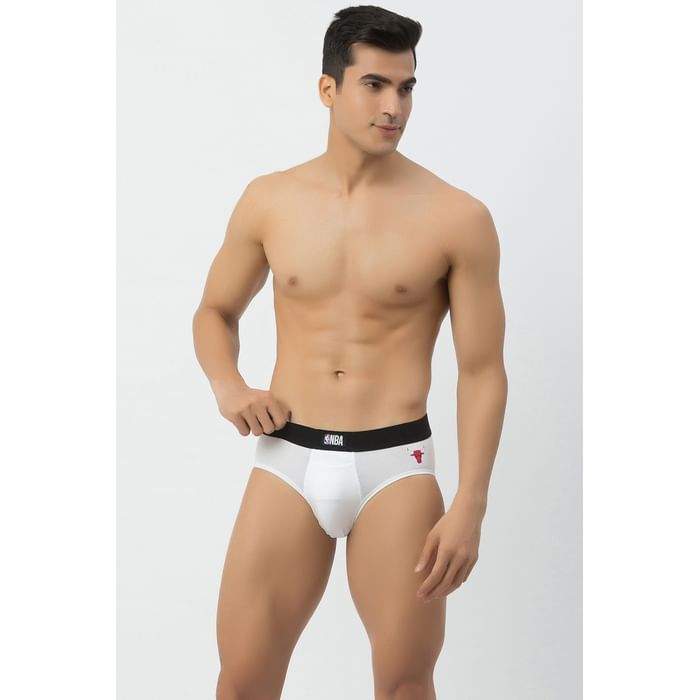 

Clovia John Players NBA Champion Cotton Brief in White - JBF013M18