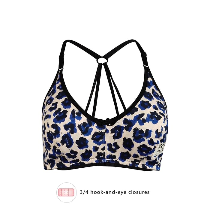 

Clovia Non-Padded Non-Wired Full Coverage Animal Print Racerback Bra in Black - Cotton & Powernet - BR1478H13
