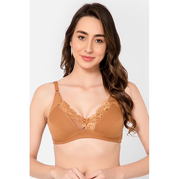 

Clovia Non-Padded Non-Wired Full Coverage Bra in Beige - Cotton - BR2027P24, Nude-colour