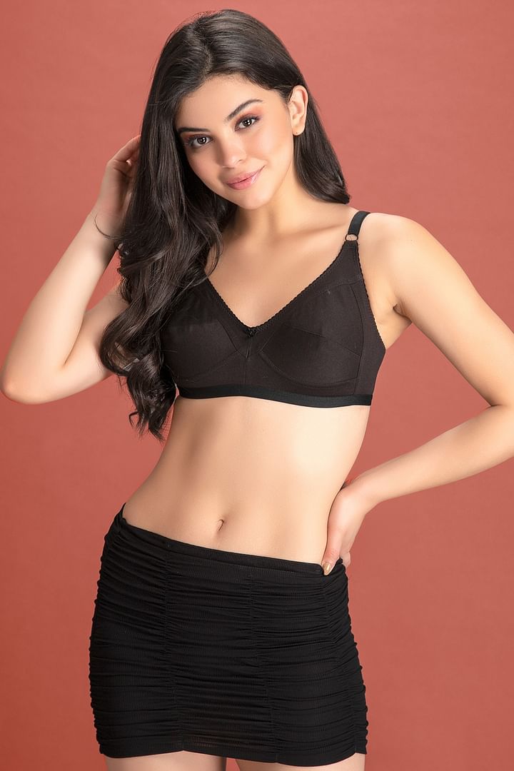 Buy Non-Padded Non-Wired Full Figure Bra in Black - Cotton Online India,  Best Prices, COD - Clovia - BR2137P13