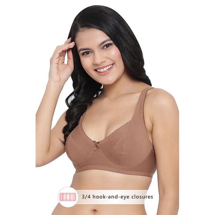 

Clovia Non-Padded Non-Wired Full Coverage Bra in Dark Brown - Cotton - BR2038P06