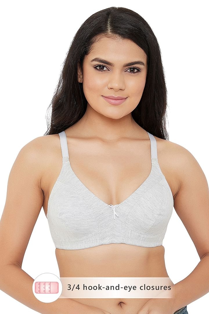 Buy Non-Padded Non-Wired Full Coverage Bra in Light Grey - 100% Cotton  Online India, Best Prices, COD - Clovia - BR2057P01