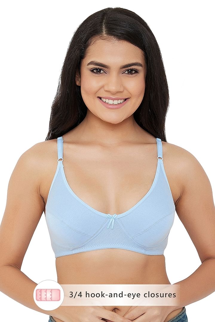Buy Non-Padded Non-Wired Full Coverage Bra in Powder Blue - Cotton