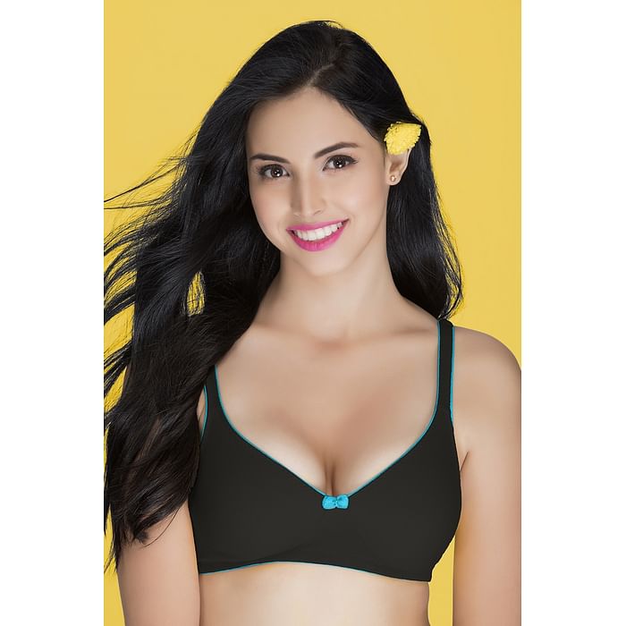 

Clovia Non-Padded Non-Wired Demi Cup T-shirt Bra in Black - Cotton - BR0584P13