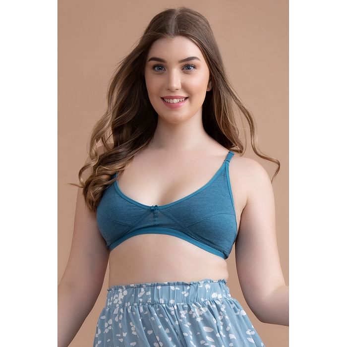 

Clovia Non-Padded Non-Wired Demi Cup Bra in Light Blue - Cotton - BR1678S03