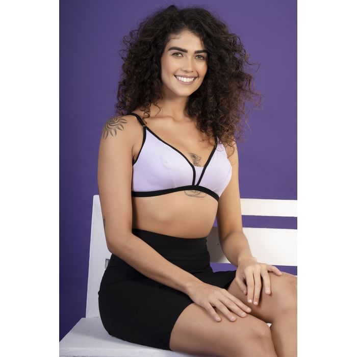 

Clovia Non-Padded Non-Wired Demi Cup Bra in Lilac - Cotton - BR0856T12, Lavender