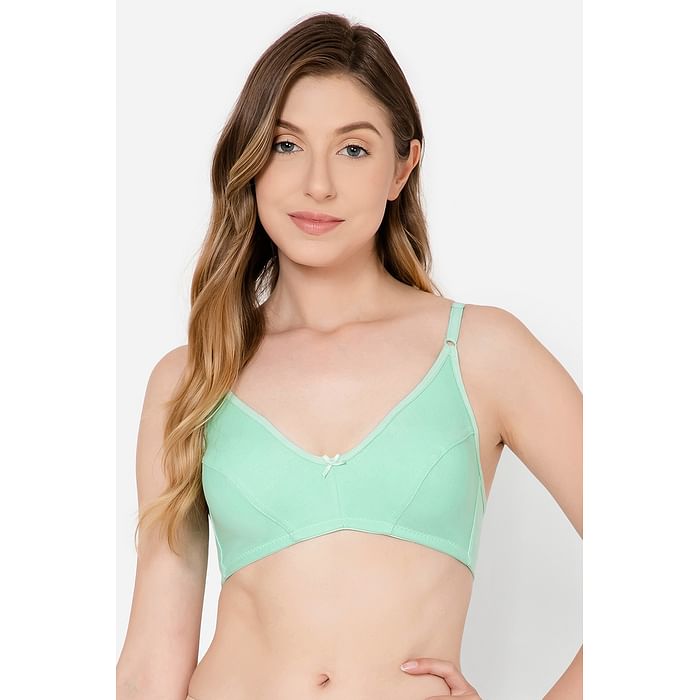 

Clovia Non-Padded Non-Wired Demi Cup Bra in Mint Green - Cotton Rich - BR1150P11, Light green