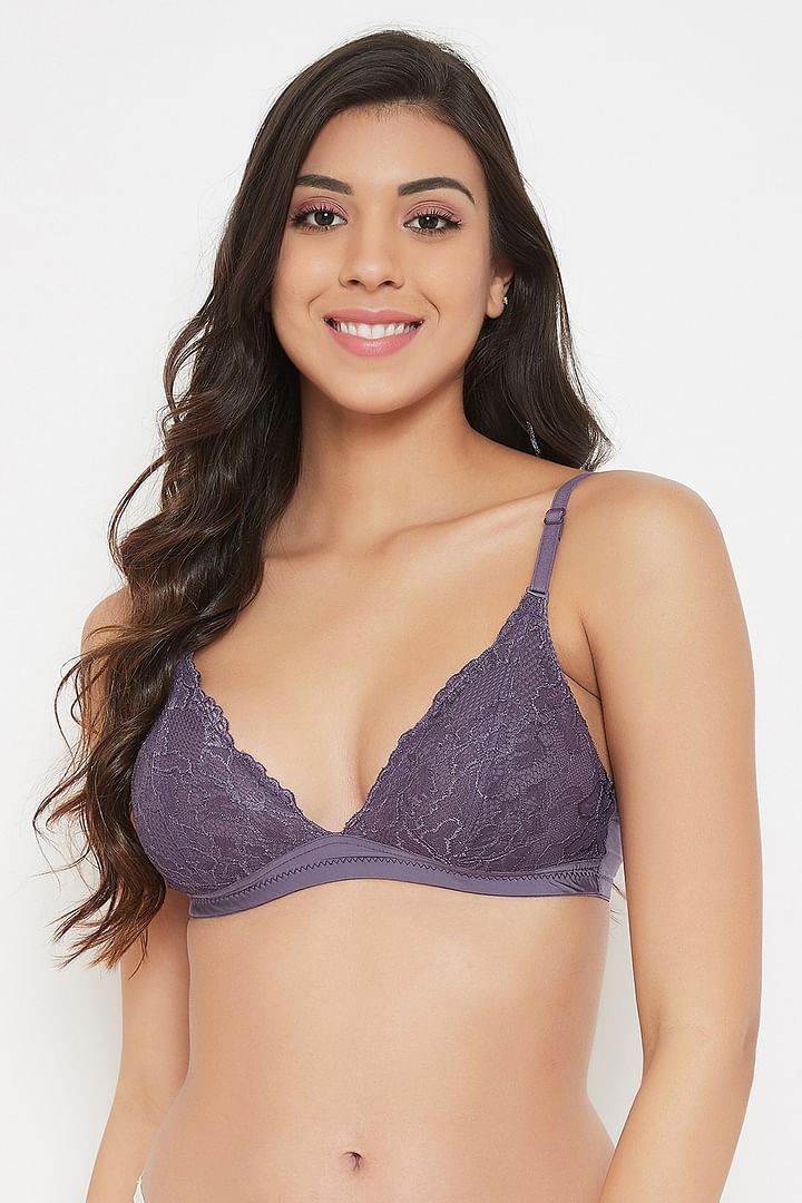 Buy Clovia Women's Lace Non-Padded Non-Wired Demi Cup Multiway Plunge  Bralette (BR2091P12_Purple_36B) at