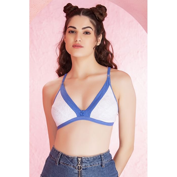 

Clovia Non-Padded Non-Wired Demi Cup Plunge Bra in Light Grey - Cotton Rich - BR1595U01