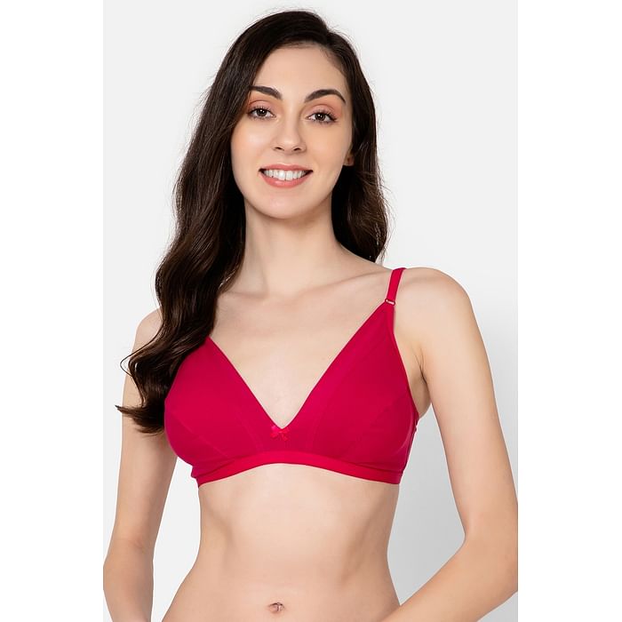 

Clovia Non-Padded Non-Wired Demi Cup Plunge Bra in Magenta - Cotton - BR1595B14, Pink