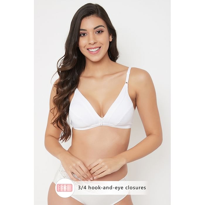 

Clovia Non-Padded Non-Wired Demi Cup Plunge Bra in White - Cotton Rich - BR1595F18