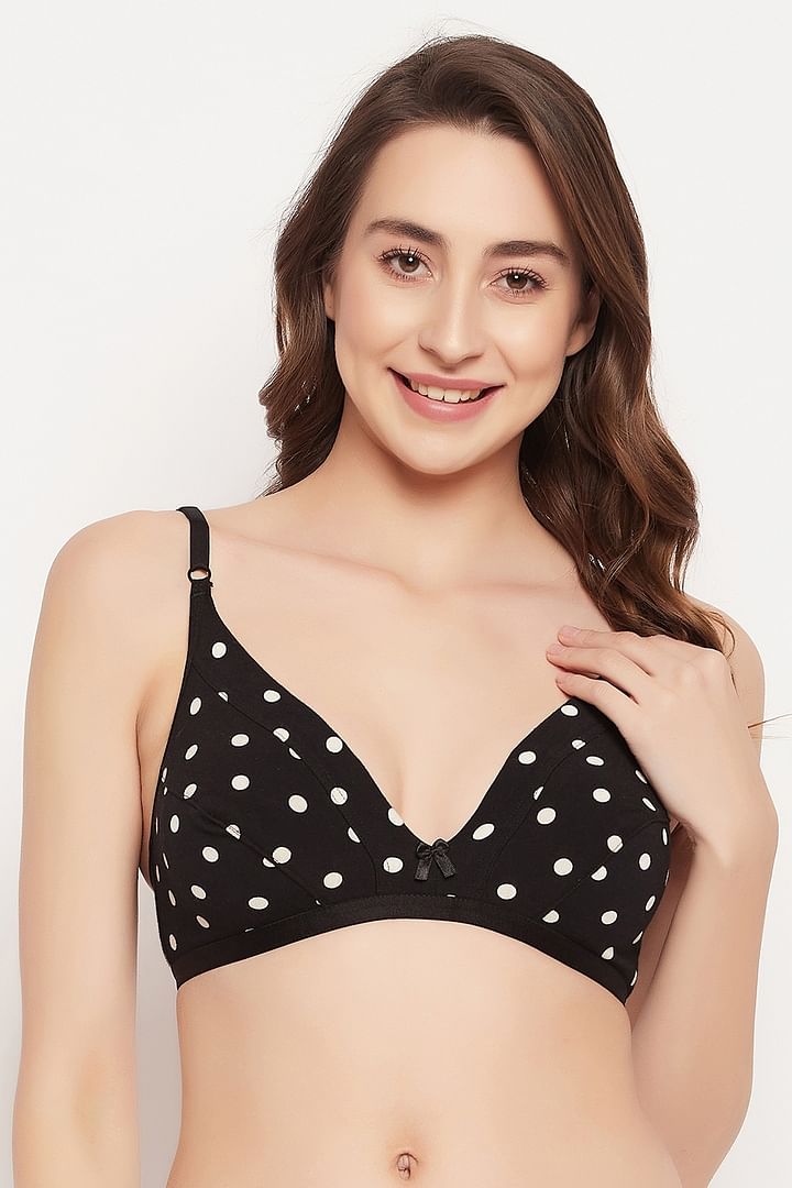 Buy Non-Padded Non-Wired Demi Cup Polka Dot Print Plunge Bra in