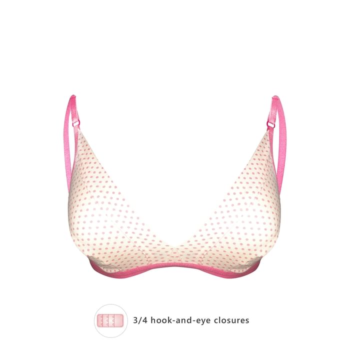 

Clovia Non-Padded Non-Wired Demi Cup Polka Print Plunge Bra in White - Cotton Rich - BR1595K24, Nude-colour