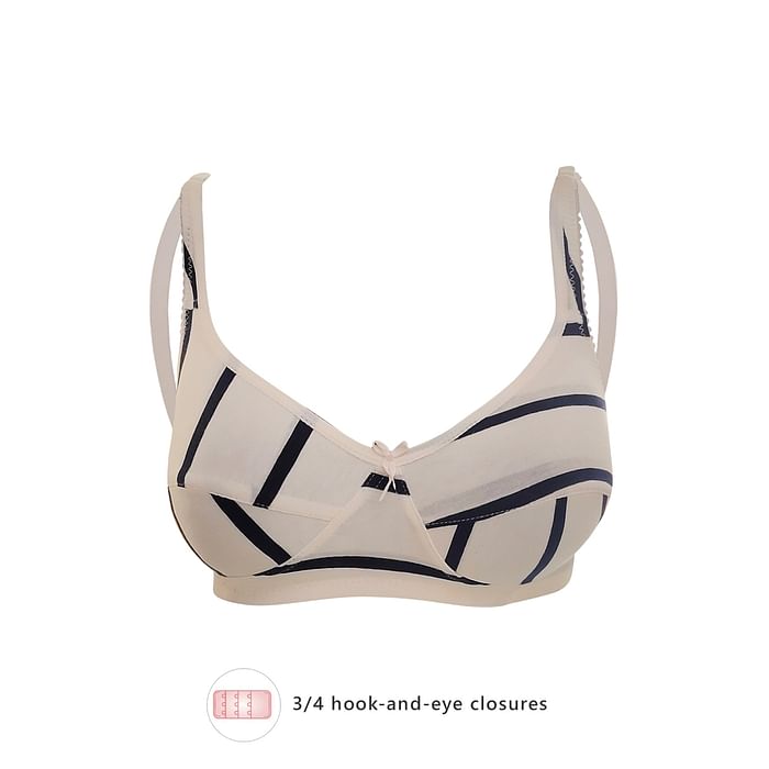 

Clovia Non-Padded Non-Wired Full Cup Striped Bra in White - BR1797P18