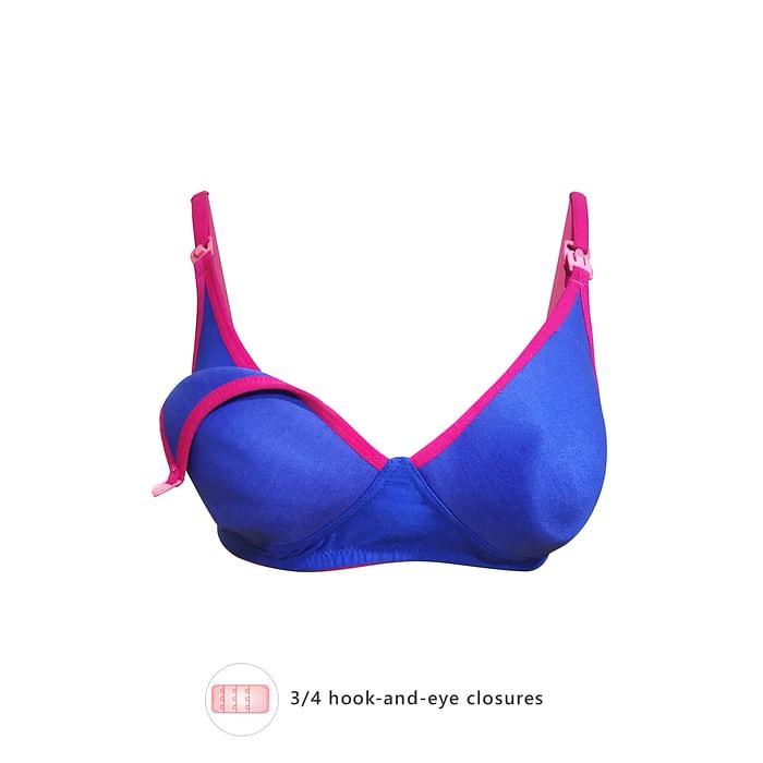 

Clovia Non-Padded Non-Wired Feeding Bra in Electric Blue - Cotton - BR1588P08, Navy