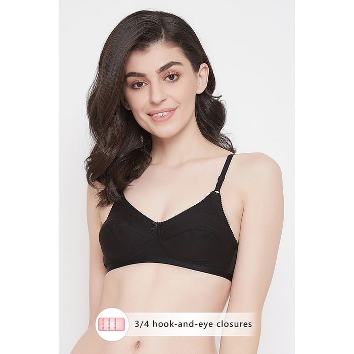 

Clovia Non-Padded Non-Wired Full Coverage Bra in Black - Cotton - BR0227X13