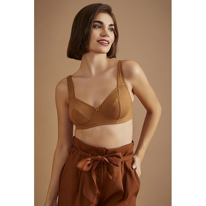 

Clovia Non-Padded Non-Wired Full Coverage Bra in Nude Colour - Cotton - BR2038A24