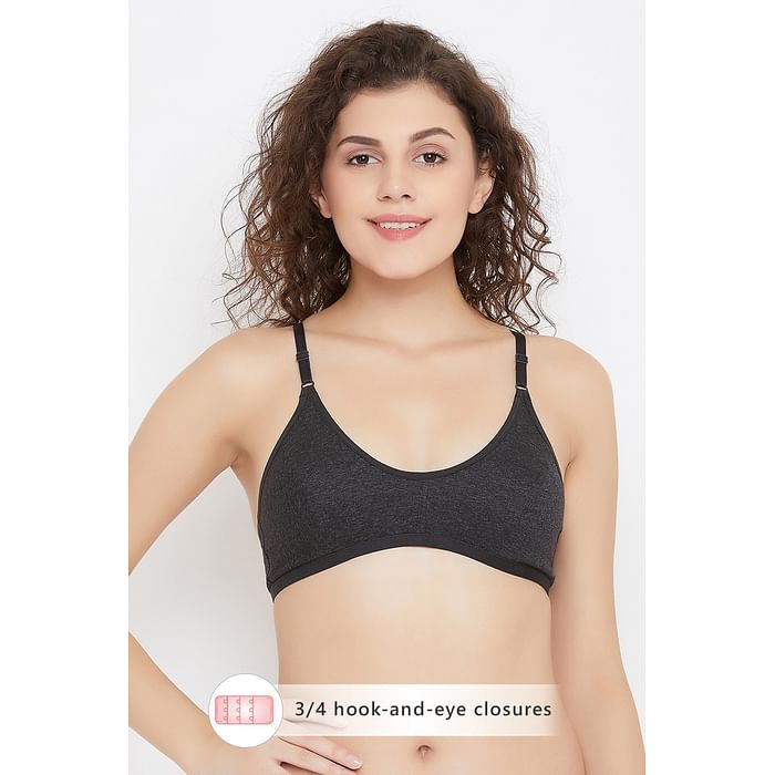 

Clovia Non-Padded Non-Wired Full Coverage Racerback Bra in Dark Grey - Cotton - BR1627T05
