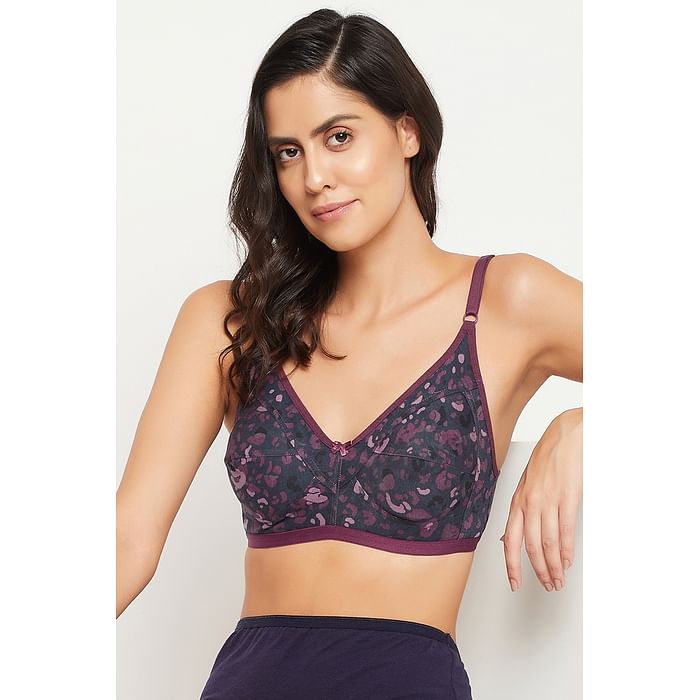 

Clovia Non-Padded Non-Wired Full Cup Animal Print Bra in Navy - Cotton Rich - BR0185G08