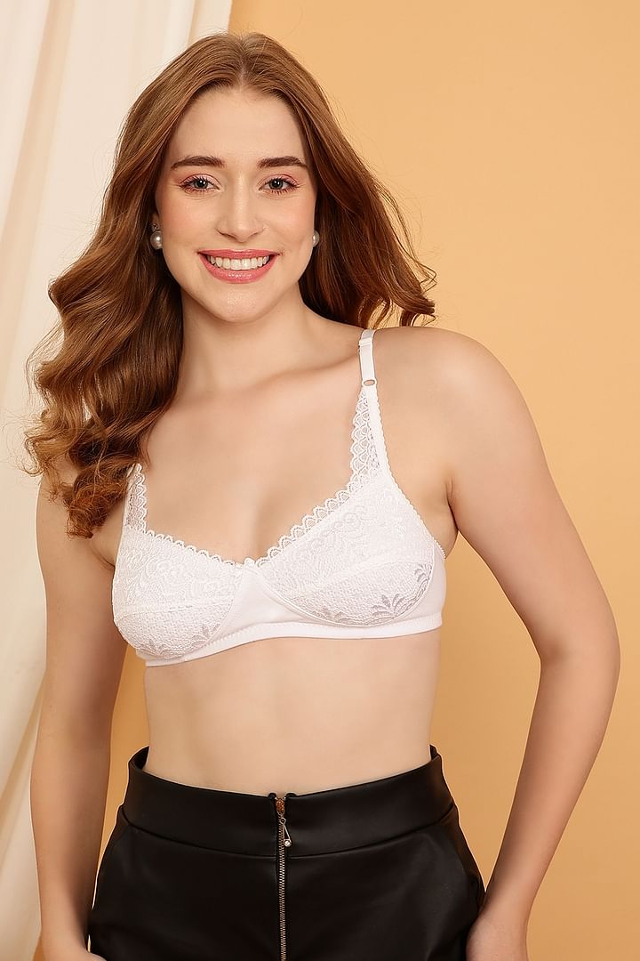 Buy Clovia Non-Padded Non-Wired Full Cup Printed Racerback Bra in White -  Cotton Online in India at Bewakoof