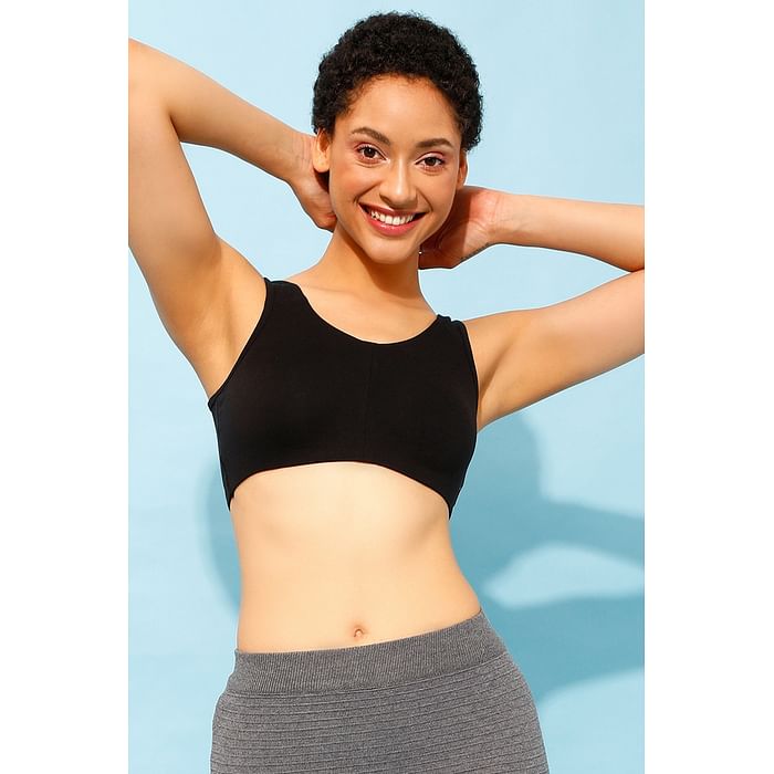 

Clovia Non-Padded Non-Wired Full Cup Beginners T-shirt Bra in Black - Cotton - BB0051A13