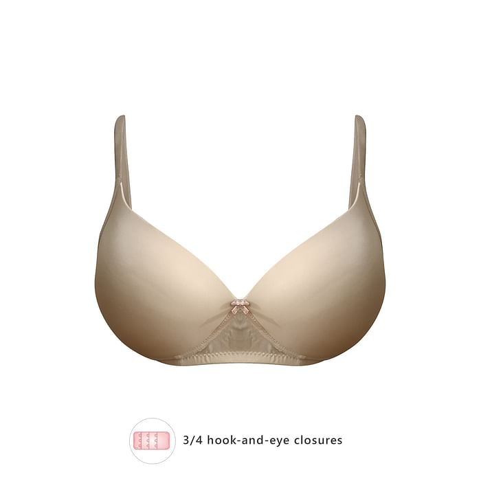 

Clovia Padded Non-Wired Demi Cup Level 1 Push-up Bra in Nude-Colour - Cotton - BR1784P24
