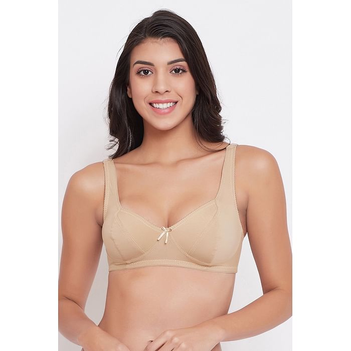 

Clovia Non-Padded Non-Wired Full Cup Bra in Beige - Cotton - BR2038P24, Nude-colour