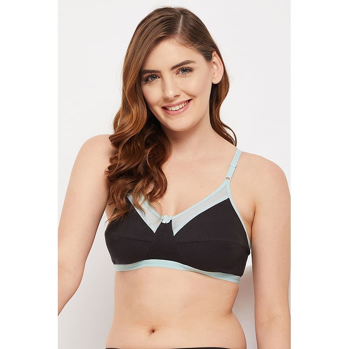 

Clovia Non-Padded Non-Wired Full Cup Bra in Black - 100% Cotton - BR1389A13