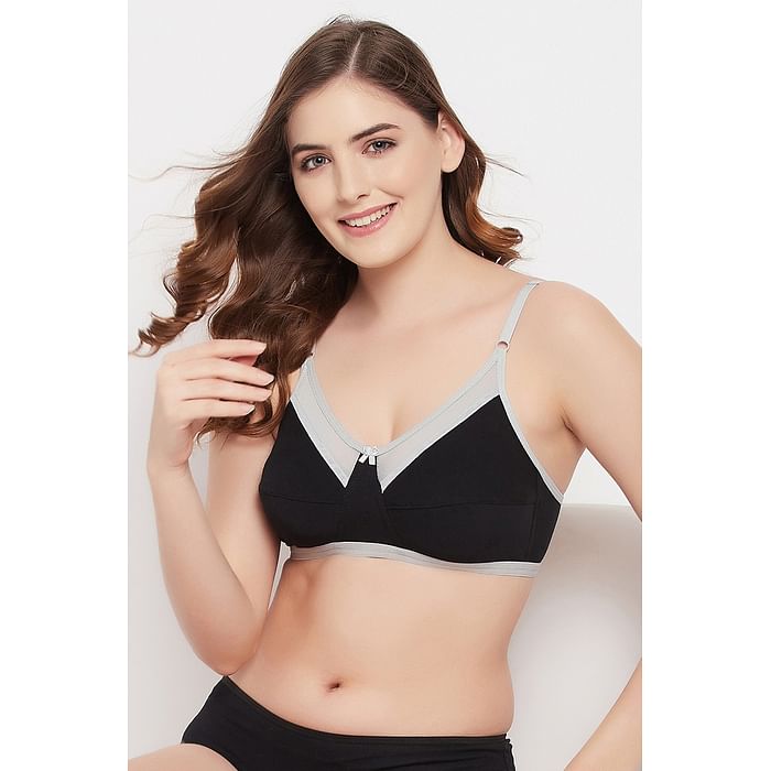 

Clovia Non-Padded Non-Wired Full Cup Bra in Black - Cotton - BR1389B13