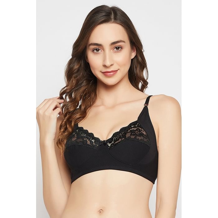 

Clovia Non-Padded Non-Wired Full Cup Bra in Black - Cotton - Br0866L13