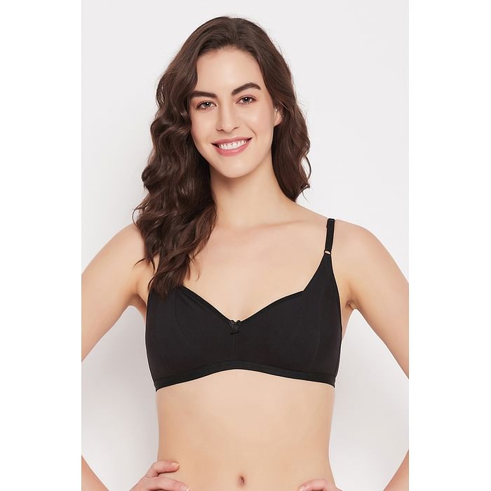 

Clovia Non-Padded Non-Wired Full Cup Bra in Black - Cotton - BR1007P13