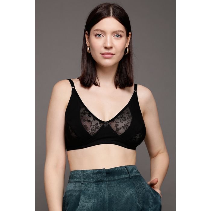 

Clovia Non-Padded Non-Wired Full Cup Bra in Black - Cotton - BR2192P13