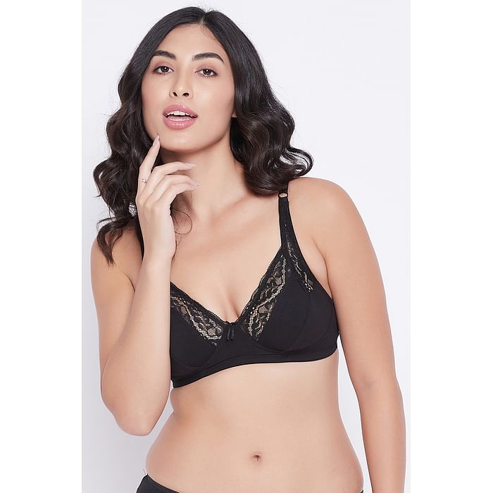 

Clovia Non-Padded Non-Wired Full Cup Bra in Black - Cotton - BR2341P13