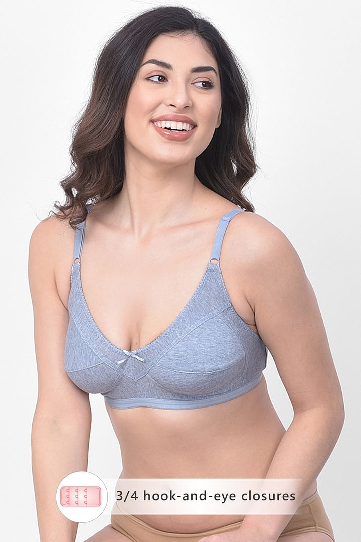 Buy Non-Padded Non-Wired Full Figure T-Shirt Bra in Blue- Cotton Online  India, Best Prices, COD - Clovia - BR2079P08