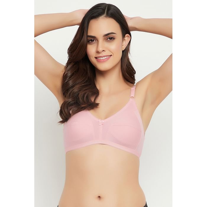 

Clovia Non-Padded Non-Wired Full Cup Bra in Blush Pink - Cotton Rich - BR1670P22, Light pink