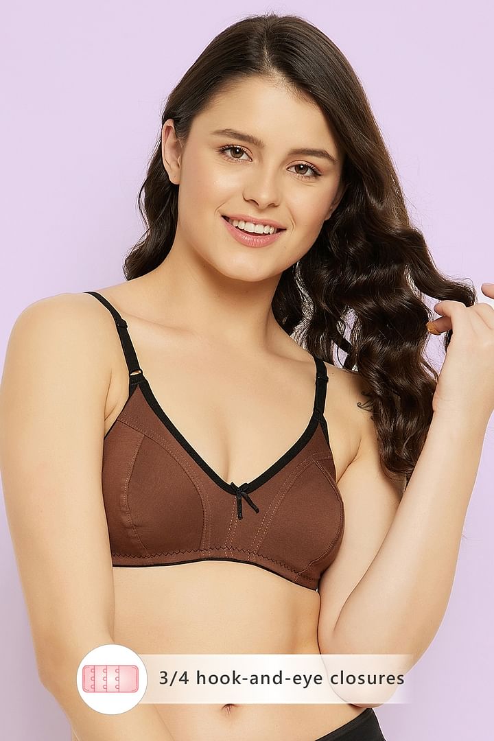 Buy Non-Padded Non-Wired Full Cup Everyday Bra in Brown - Cotton