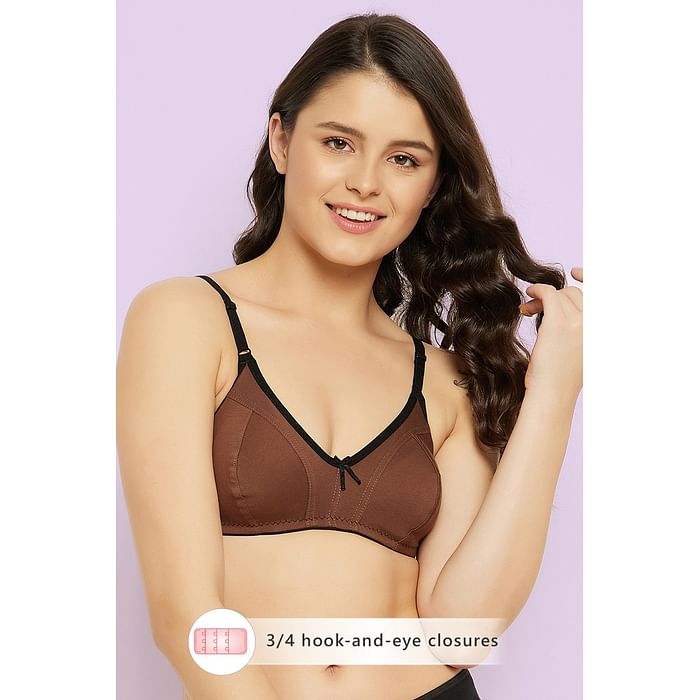 

Clovia Non-Padded Non-Wired Full Cup Bra in Brown - Cotton - BR0925T06