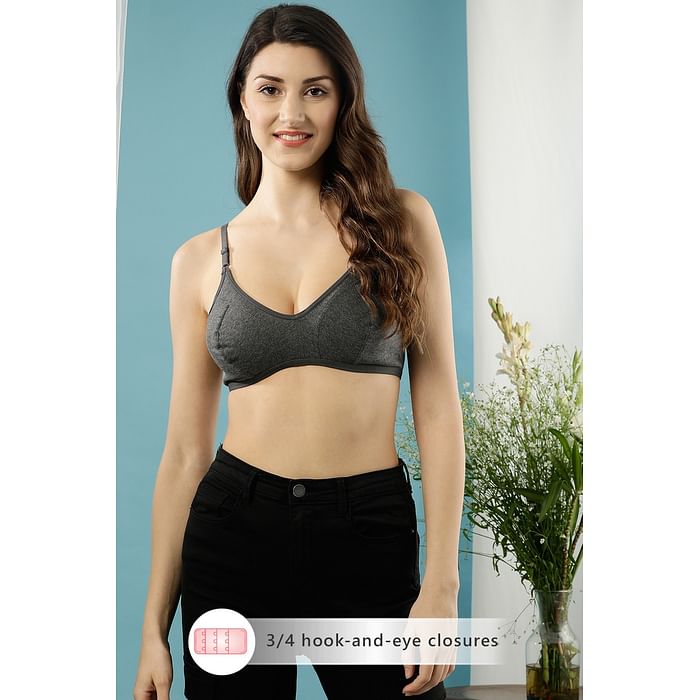 

Clovia Non-Padded Non-Wired Full Cup Bra in Dark Grey - Cotton - BR0922G05