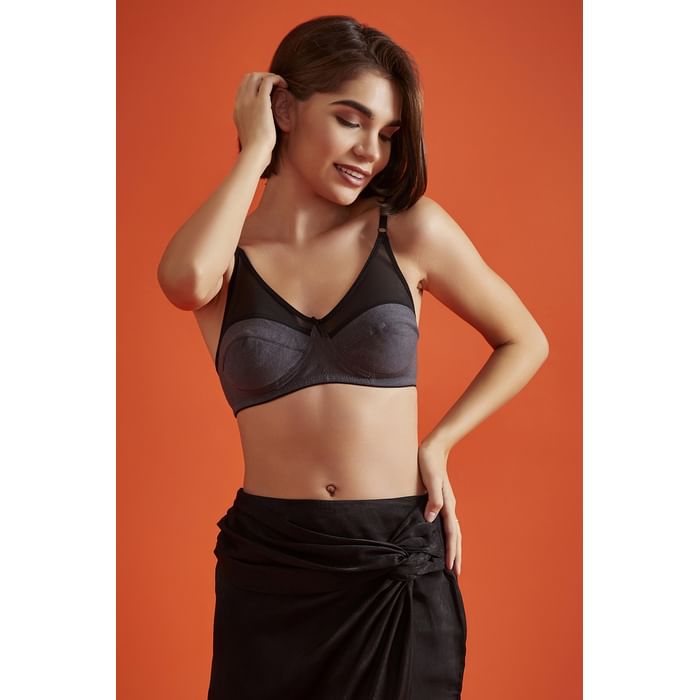

Clovia Non-Padded Non-Wired Full Cup Bra in Dark Grey - Cotton - BR1333T05