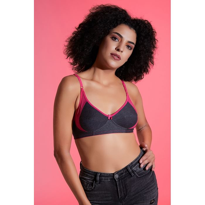 

Clovia Non-Padded Non-Wired Full Cup Bra in Dark Grey Melange - Cotton - BR1780S05