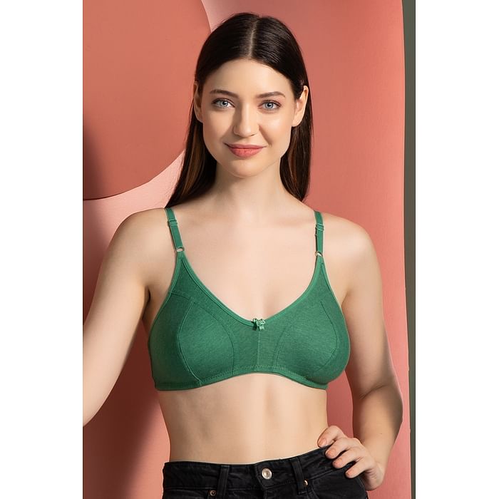 

Clovia Non-Padded Non-Wired Full Cup Bra in Green - Cotton - BR0925T11, Light green