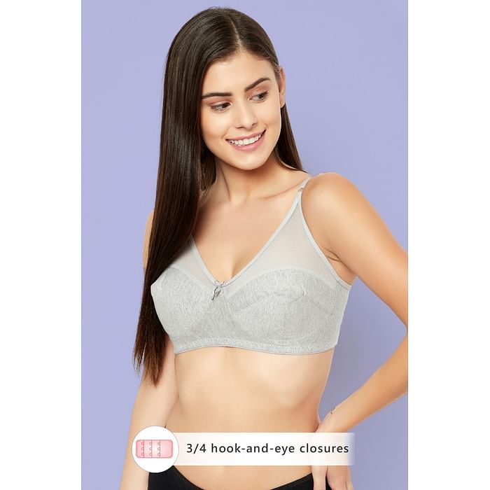 

Clovia Non-Padded Non-Wired Full Cup Bra in Grey - 100% Cotton - BR1333A01, Light grey