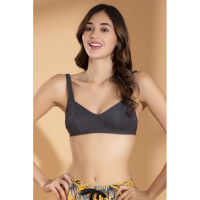 

Clovia Non-Padded Non-Wired Full Cup Bra in Grey - Cotton - BR2038P05, Dark grey