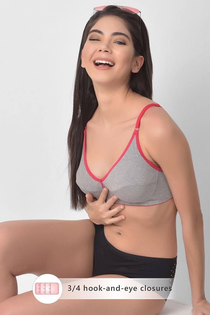 Buy Non-Padded Non-Wired Full Cup Bra in Grey - Cotton Online India, Best  Prices, COD - Clovia - BR0227S01