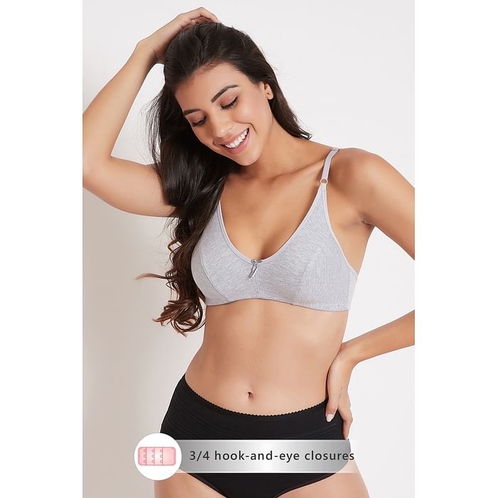 

Clovia Non-Padded Non-Wired Full Cup Bra in Grey - Cotton - BR0922C01, Light grey